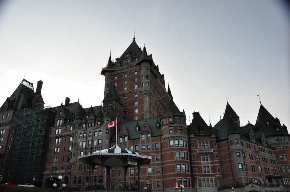O famoso Chateau Frontenac, um dos mais fotografados hoteis do mundo, em Quebec, no Canadá